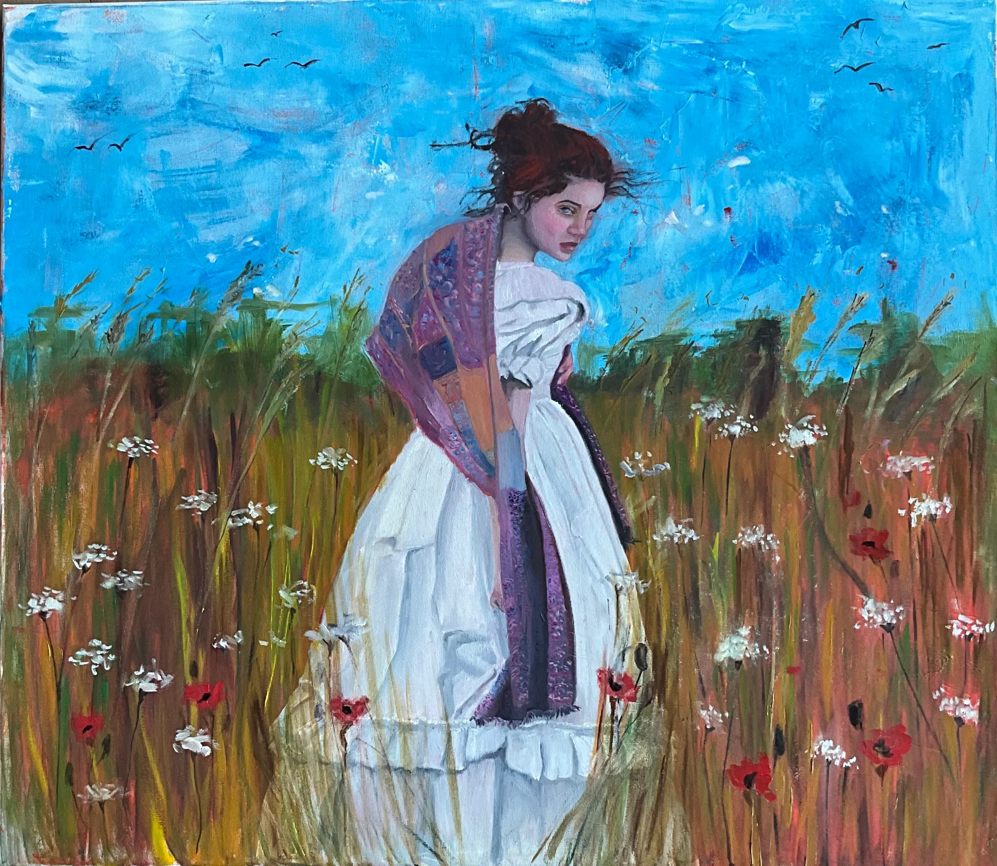 El instante antes de irse — Pintura original de Ana Camacho P&aacute;ez